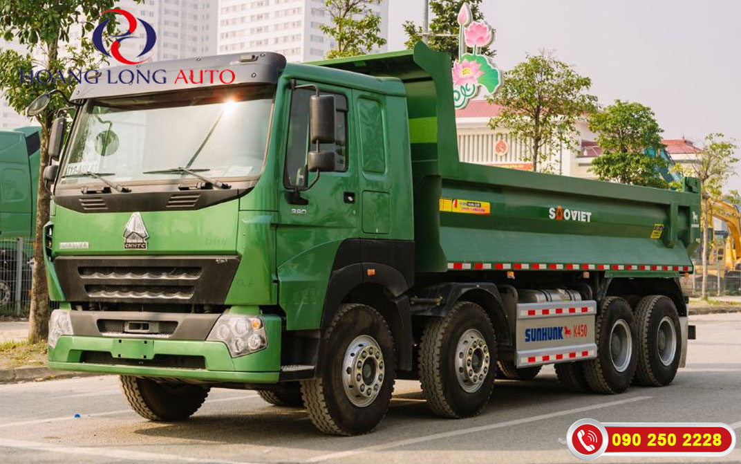 Xe ben Howo 4 chân chuẩn bị giao cho khách hàng