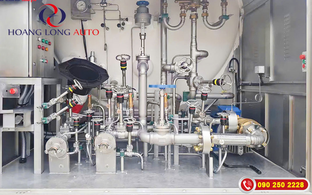 Hệ thống van xử lý dòng luân chuyển khí nito của mooc bồn Patec CIMC 35m3